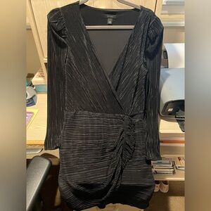 Halogen Plisse Long Sleeve Mini Dress